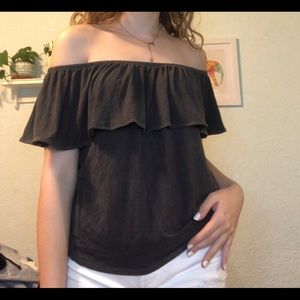 grey off the shoulder tee